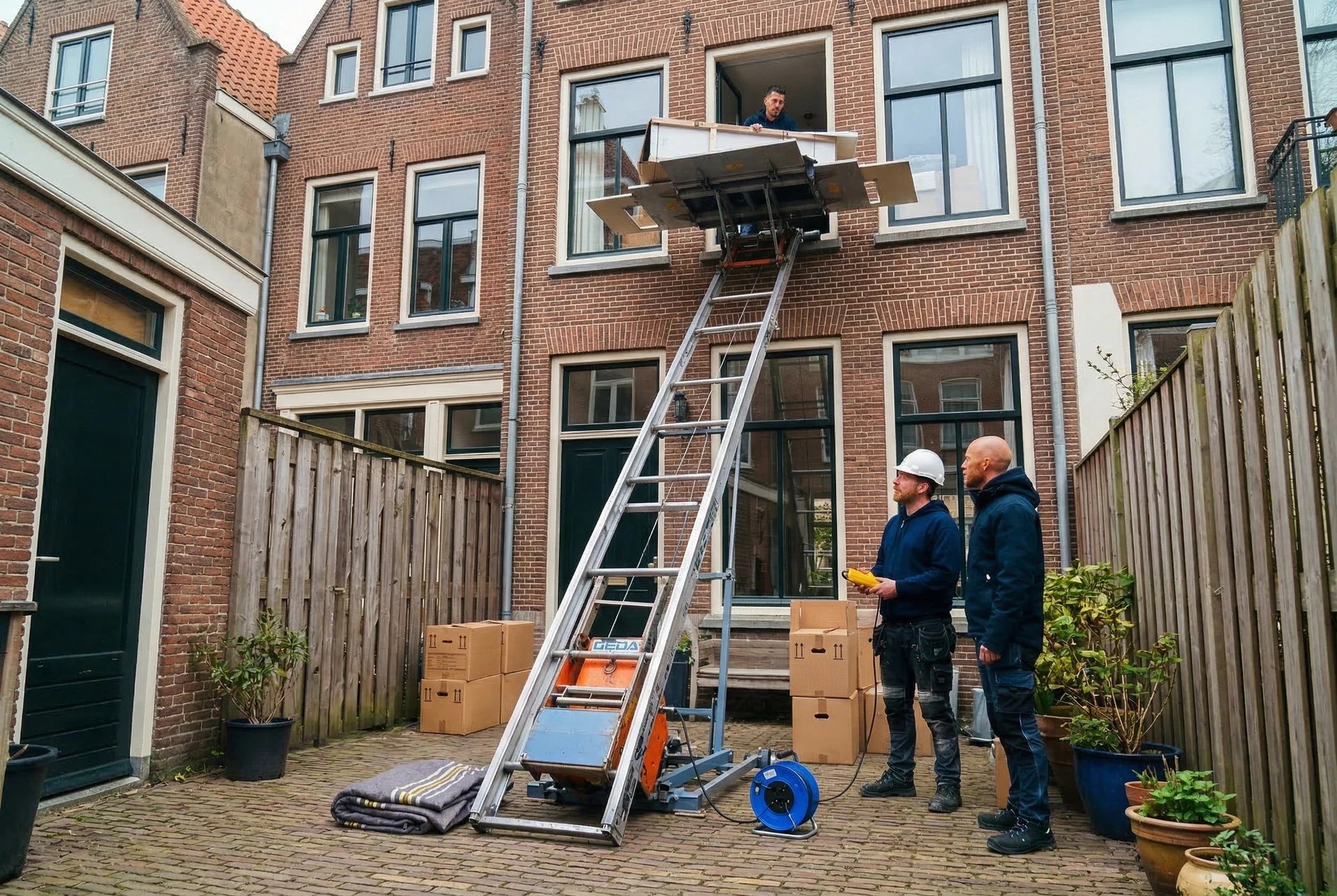 GEDA-lift in gebruik bij woning in Schiedam