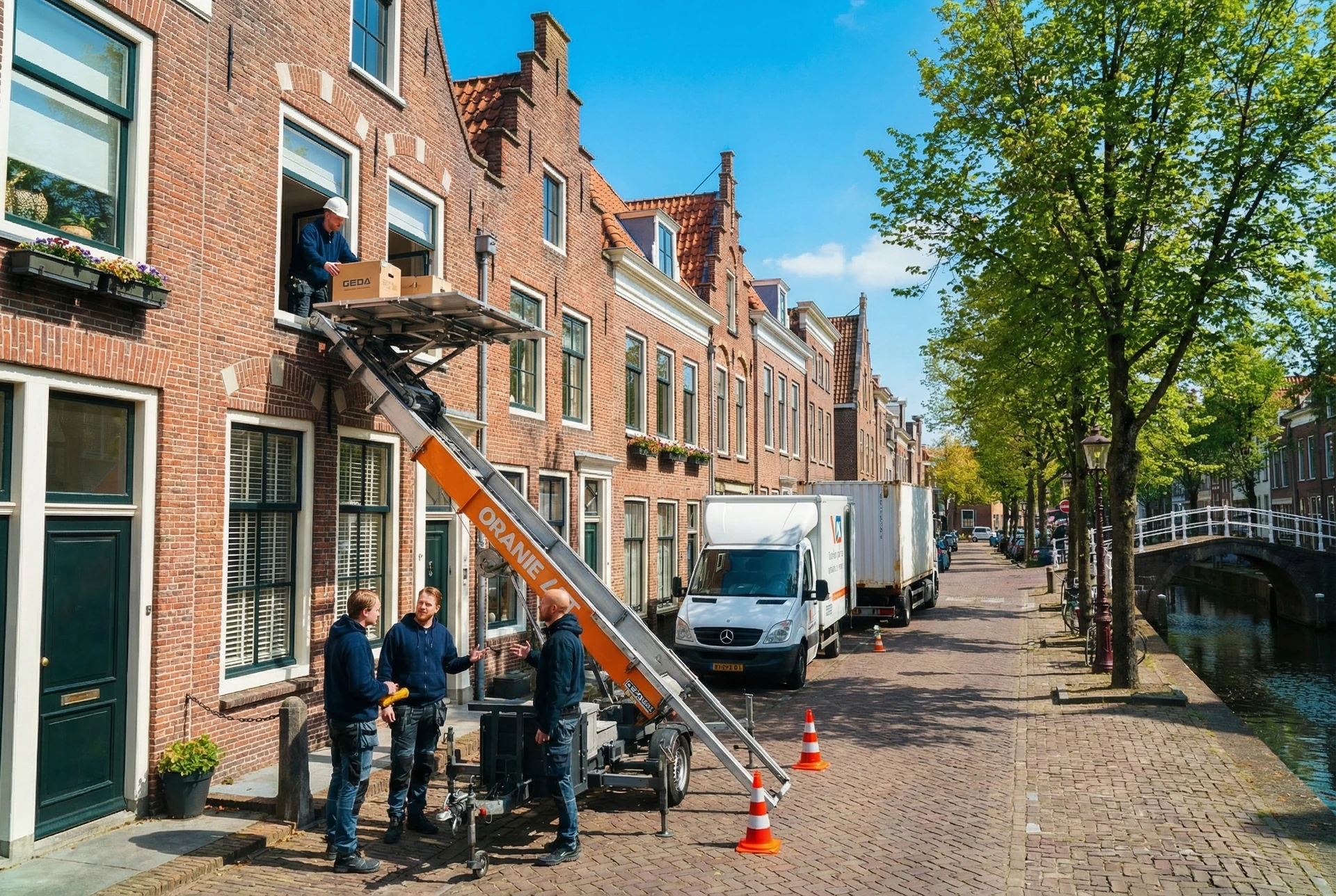 Aanhangerlift bij woning in Schiedam